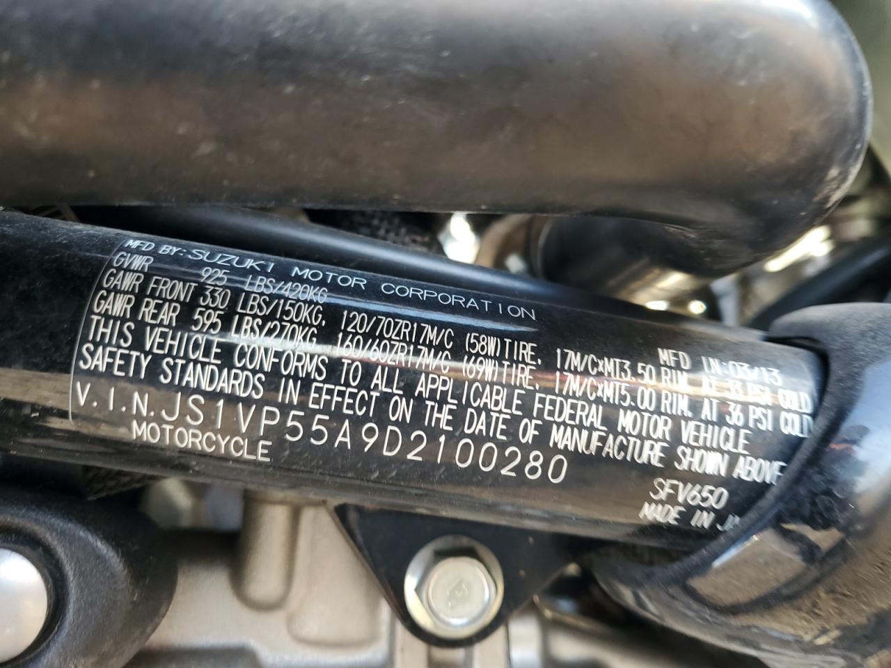 Lot #3301748374 2013 SUZUKI SV650