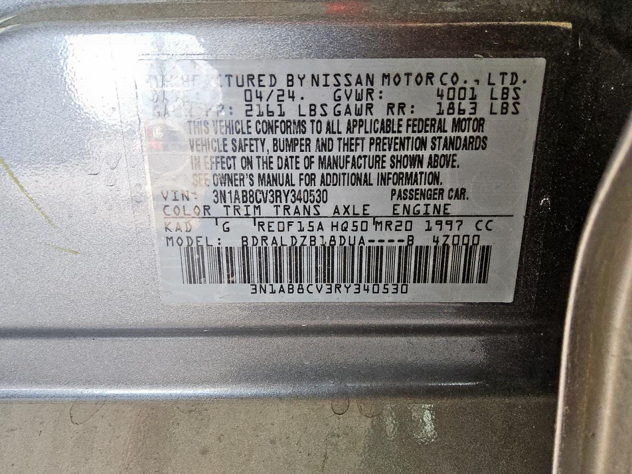 Lot #3303694022 2024 NISSAN SENTRA SV