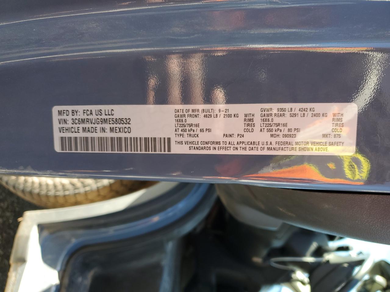 Lot #3312331770 2021 RAM PROMASTER