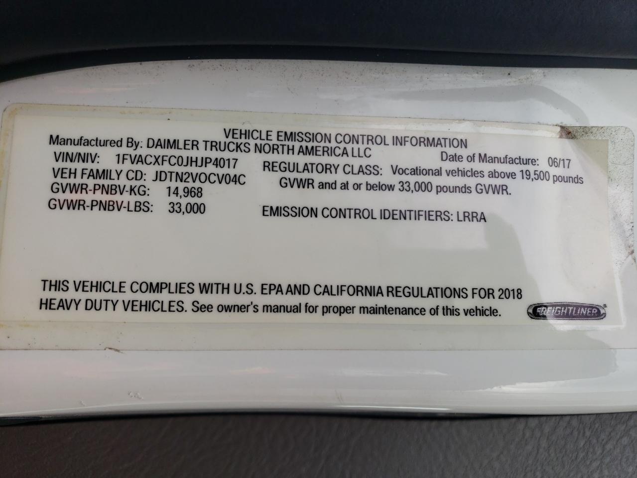 Lot #3293282440 2018 FREIGHTLINER M2