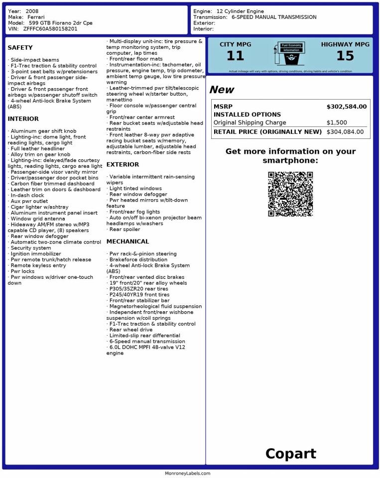 Lot #3297895790 2008 FERRARI 599 GTB FI