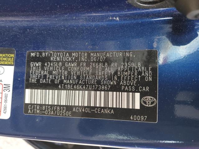 2007 TOYOTA CAMRY CE #3291332182