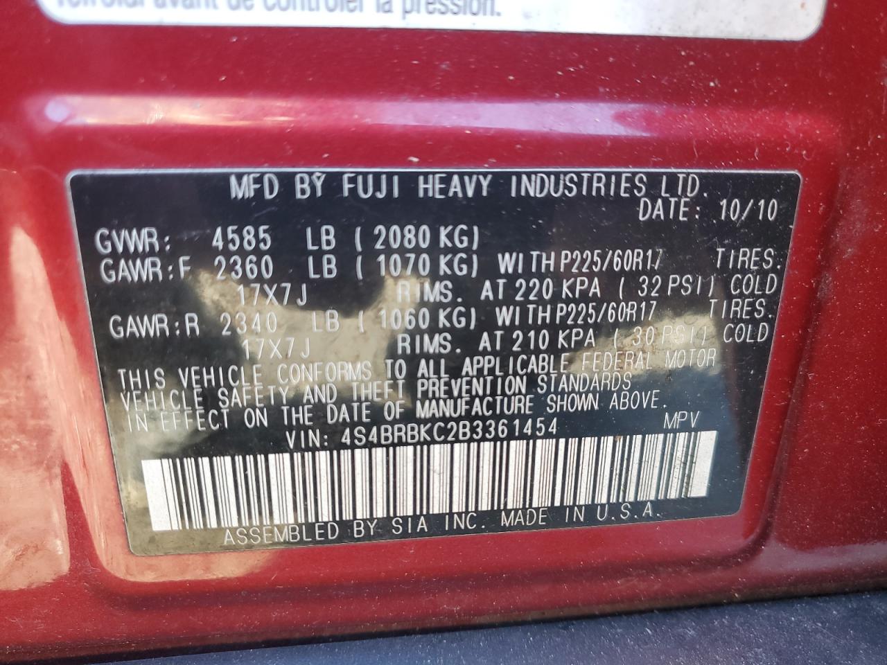 SUBARU OUTBACK 2.5I LIMITED