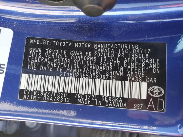 2017 TOYOTA COROLLA L - 2T1BURHE5HC898713