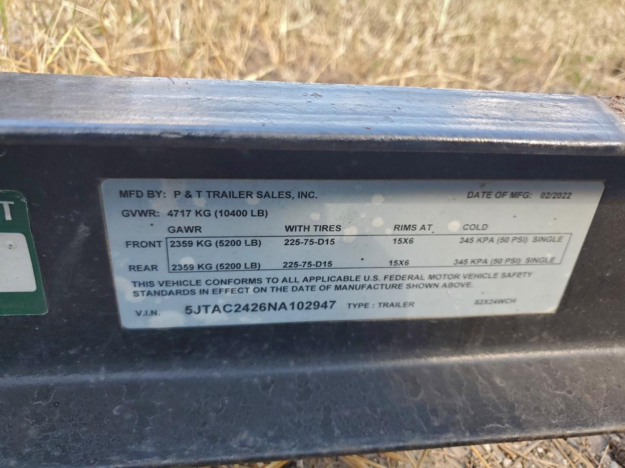 Lot #3308381301 2022 P & T FLAT BED