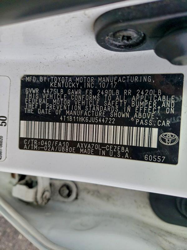 2018 TOYOTA CAMRY L #3297989070