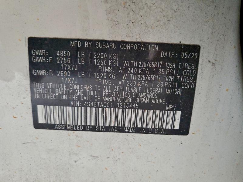 2020 SUBARU OUTBACK PR #3301820413