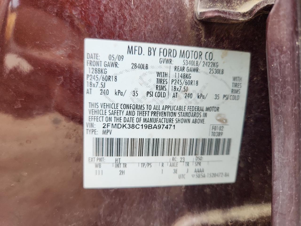 Lot #3311673270 2009 FORD EDGE SEL