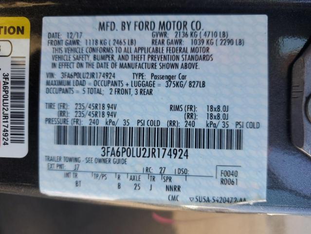 2018 FORD FUSION SE - 3FA6P0LU2JR174924