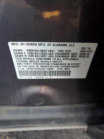 2016 HONDA PILOT ELIT #3305666729