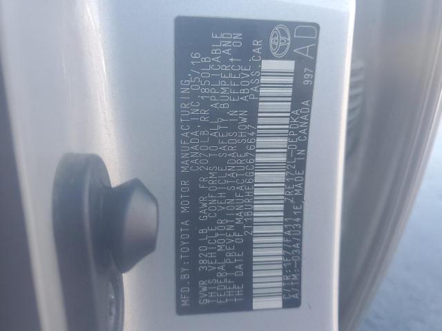 2016 TOYOTA COROLLA - 2T1BURHE6GC676647