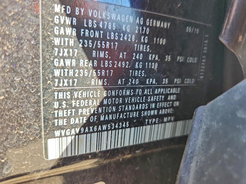 2010 VOLKSWAGEN TIGUAN S #3297860799