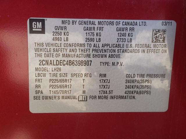 2011 CHEVROLET EQUINOX LT #3301791367