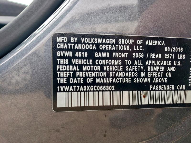 2016 VOLKSWAGEN PASSAT S #3301815384