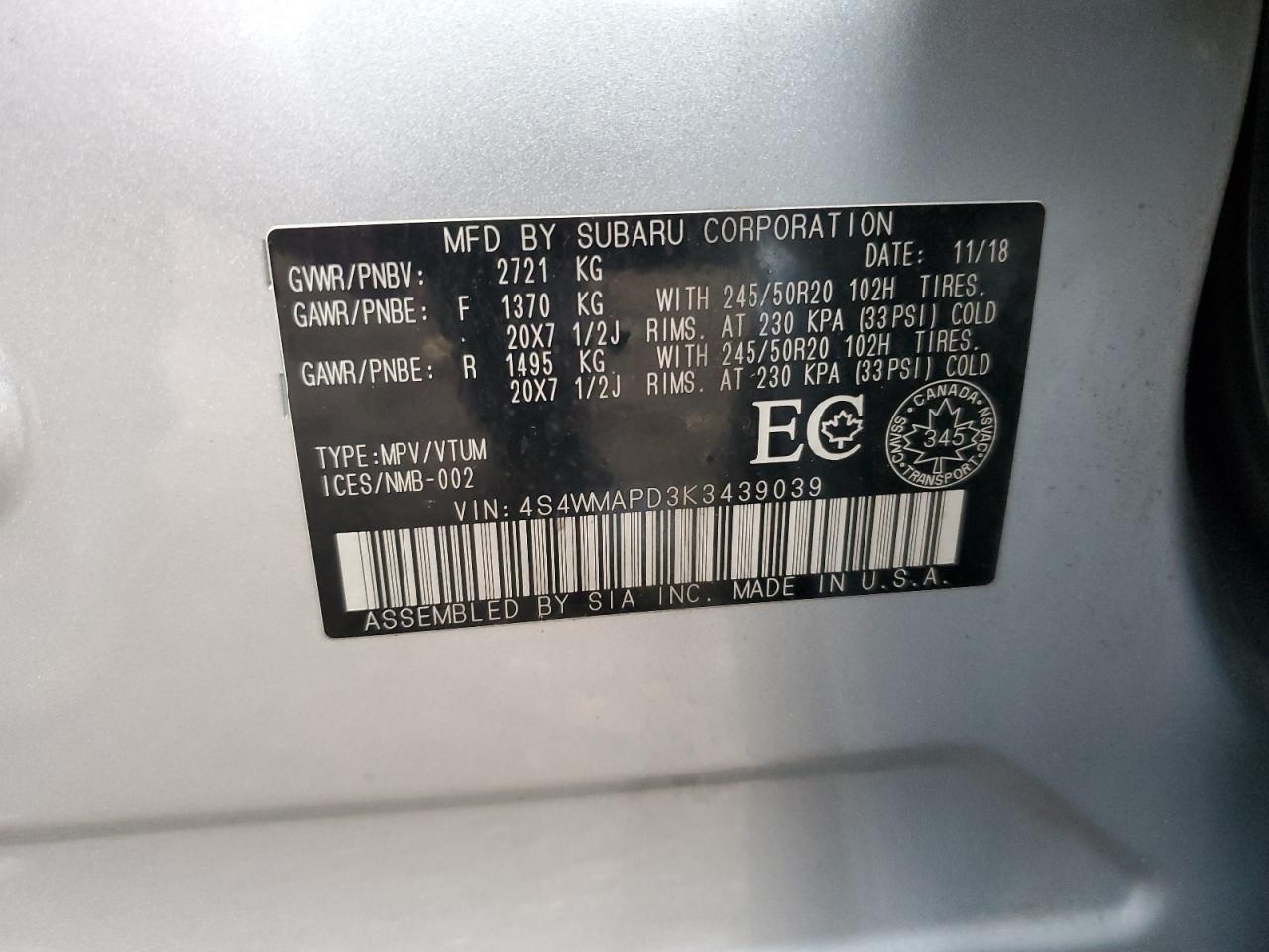 SUBARU ASCENT LIMITED