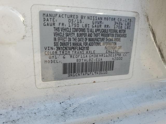 2015 NISSAN VERSA S #3297147568