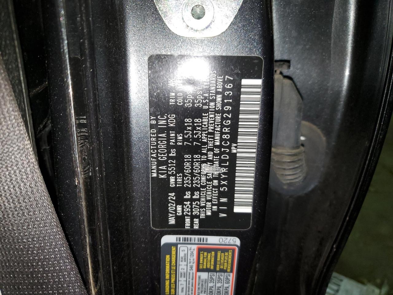 Lot #3302675031 2024 KIA SORENTO S