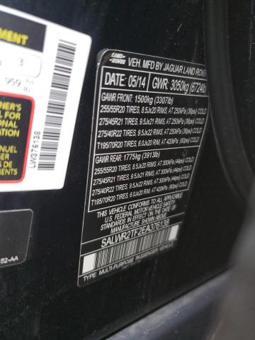 2014 LAND ROVER RANGE ROVE - SALWR2TF2EA376138
