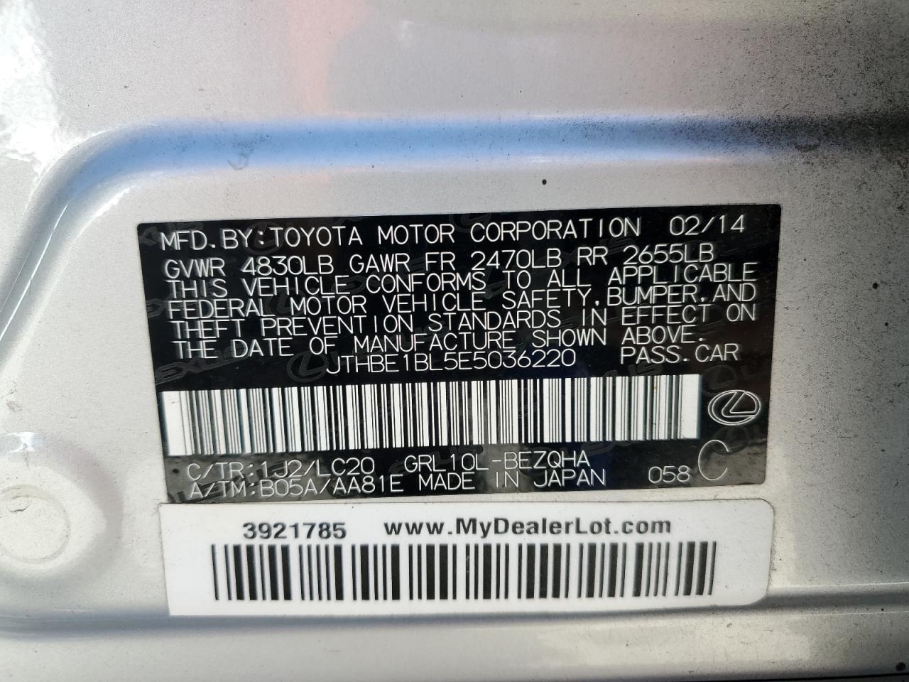 Lot #3308444290 2014 LEXUS GS 350