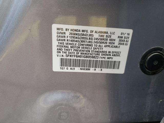 2016 HONDA PILOT ELIT #3285573289