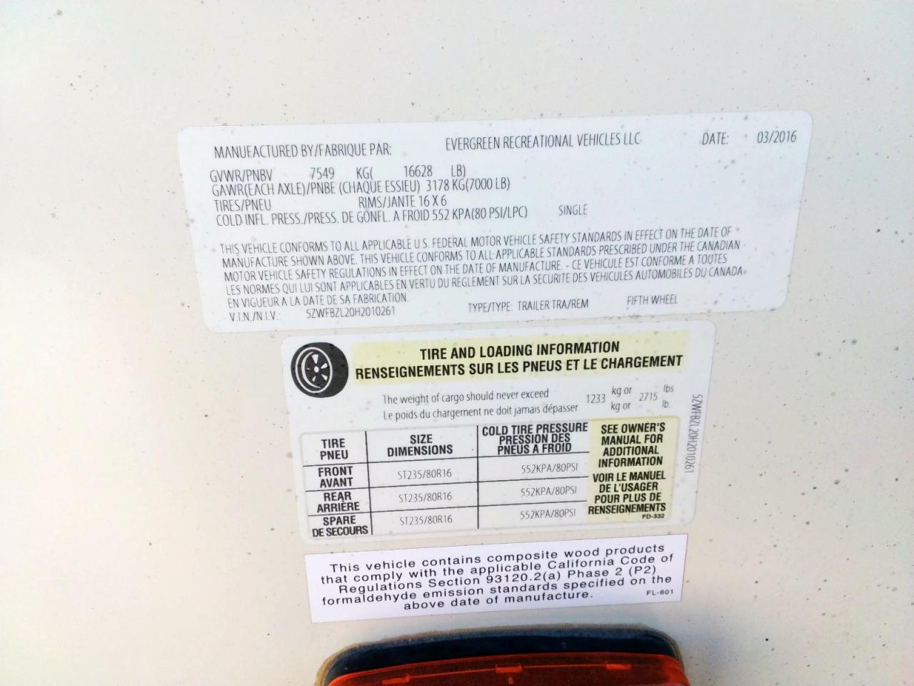 Lot #3281608389 2017 EVGR SERIES M-375RLBH