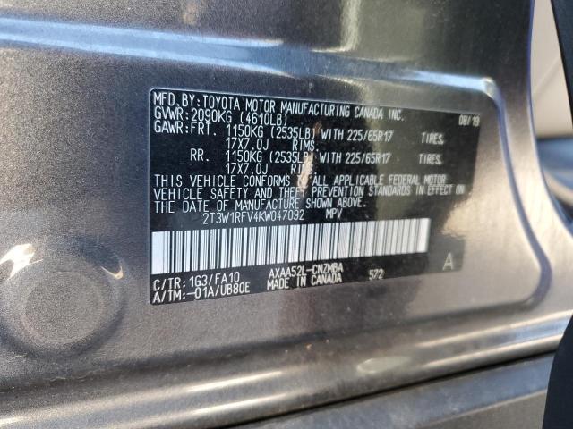 2019 TOYOTA RAV4 XLE - 2T3W1RFV4KW047092