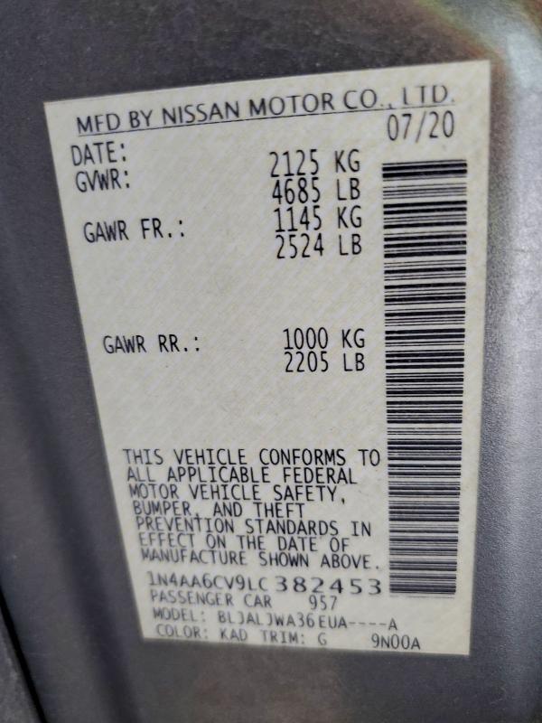 2020 NISSAN MAXIMA SV #3309506579