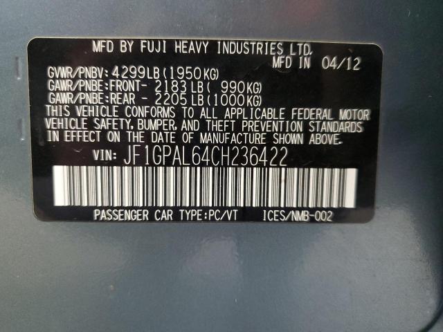 2012 SUBARU IMPREZA SP - JF1GPAL64CH236422