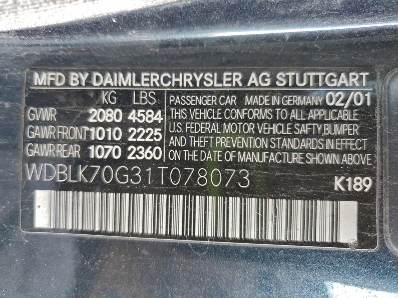 Lot #3298312137 2001 MERCEDES-BENZ CLK 430