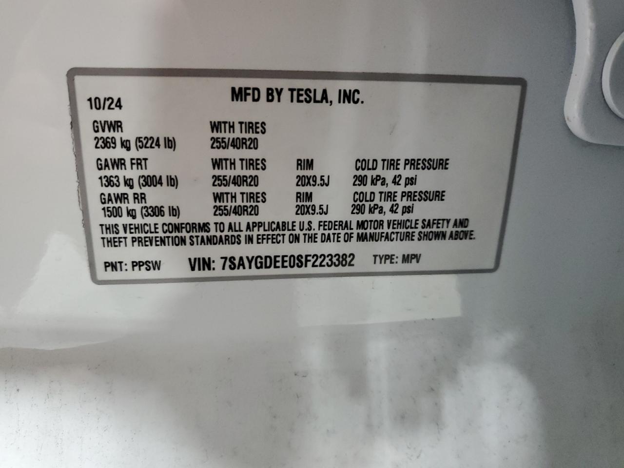 Lot #3302759387 2025 TESLA MODEL Y