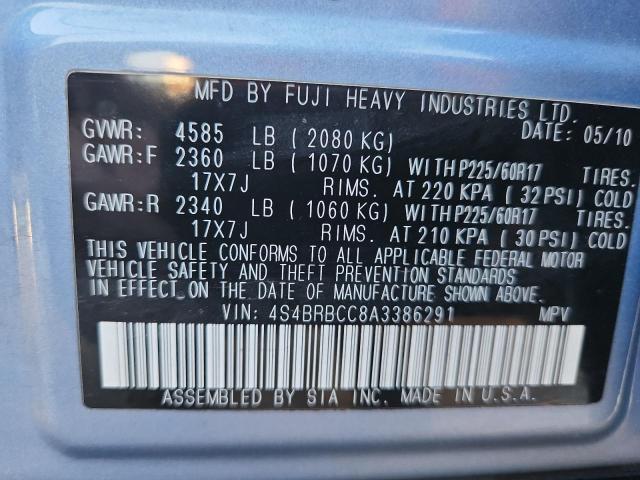 2010 SUBARU OUTBACK 2. #3296680031