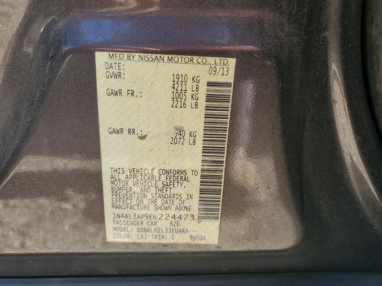 Lot #3282462594 2014 NISSAN ALTIMA 2.5