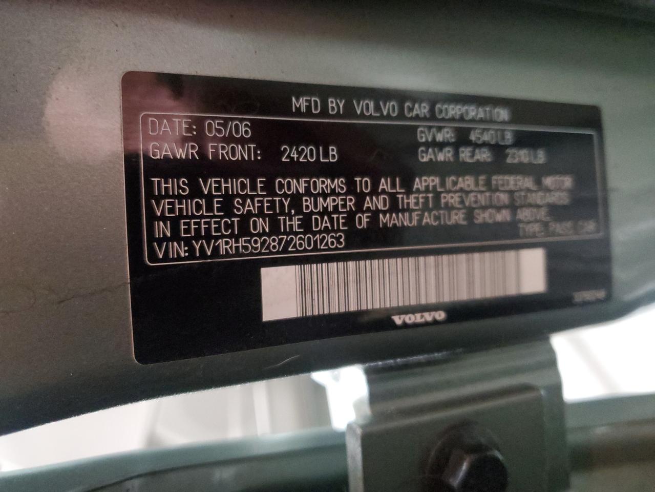 Lot #3282623062 2007 VOLVO S60 2.5T