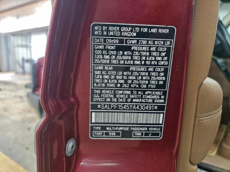 2000 LAND ROVER RANGE ROVE #3304622457