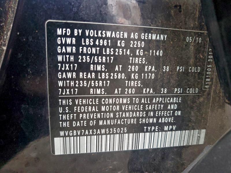2010 VOLKSWAGEN TIGUAN SE #3310828645