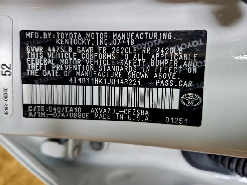 2018 TOYOTA CAMRY L #3294485507