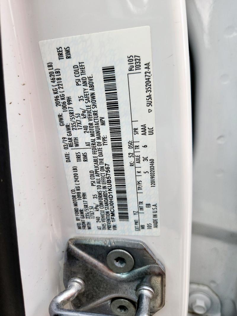 2019 FORD ESCAPE SEL #3296919901