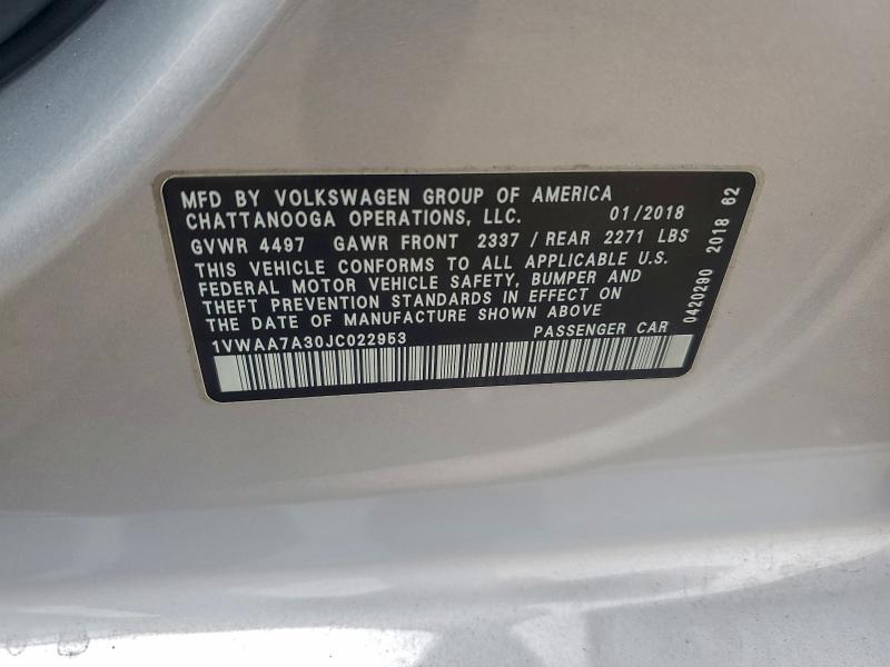 2018 VOLKSWAGEN PASSAT S #3302749026