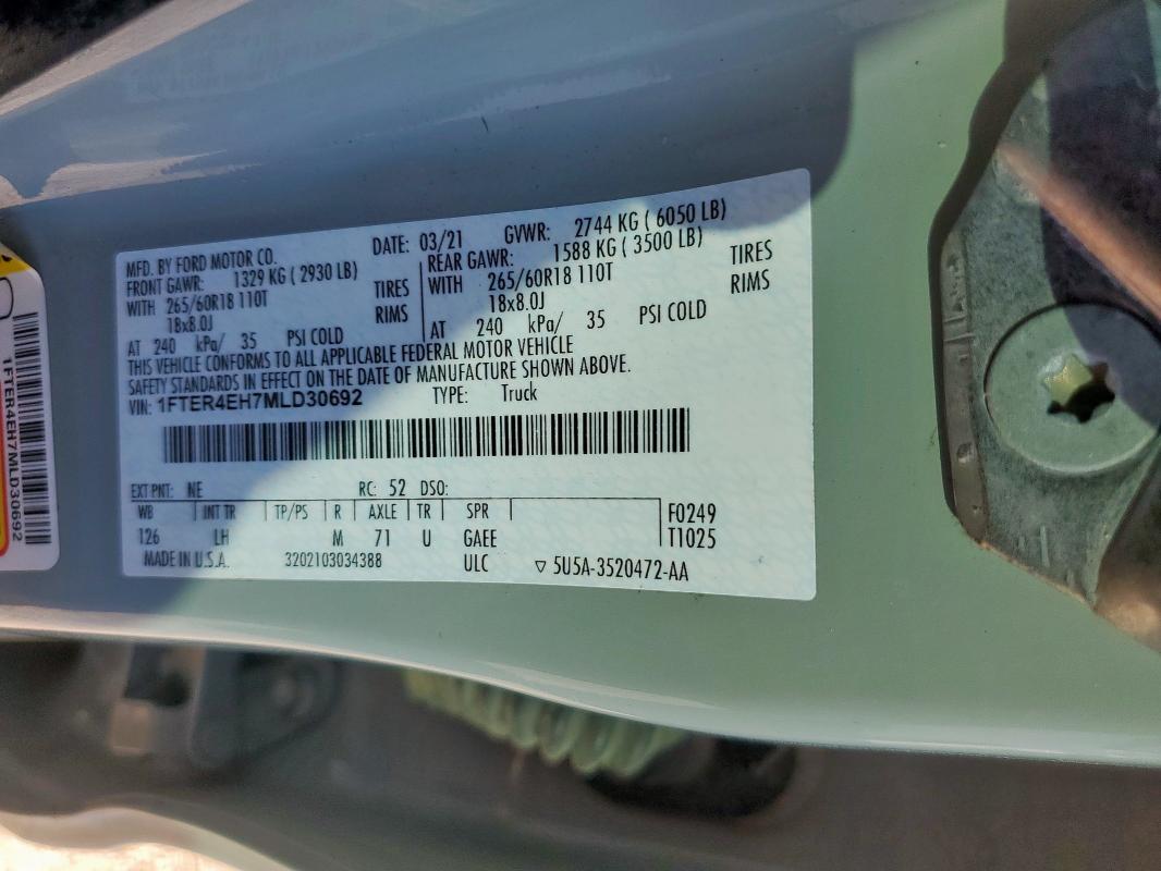 2021 FORD RANGER XL #3302934607