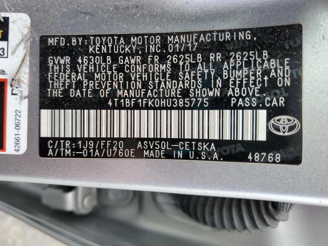 2017 TOYOTA CAMRY LE #3301695637