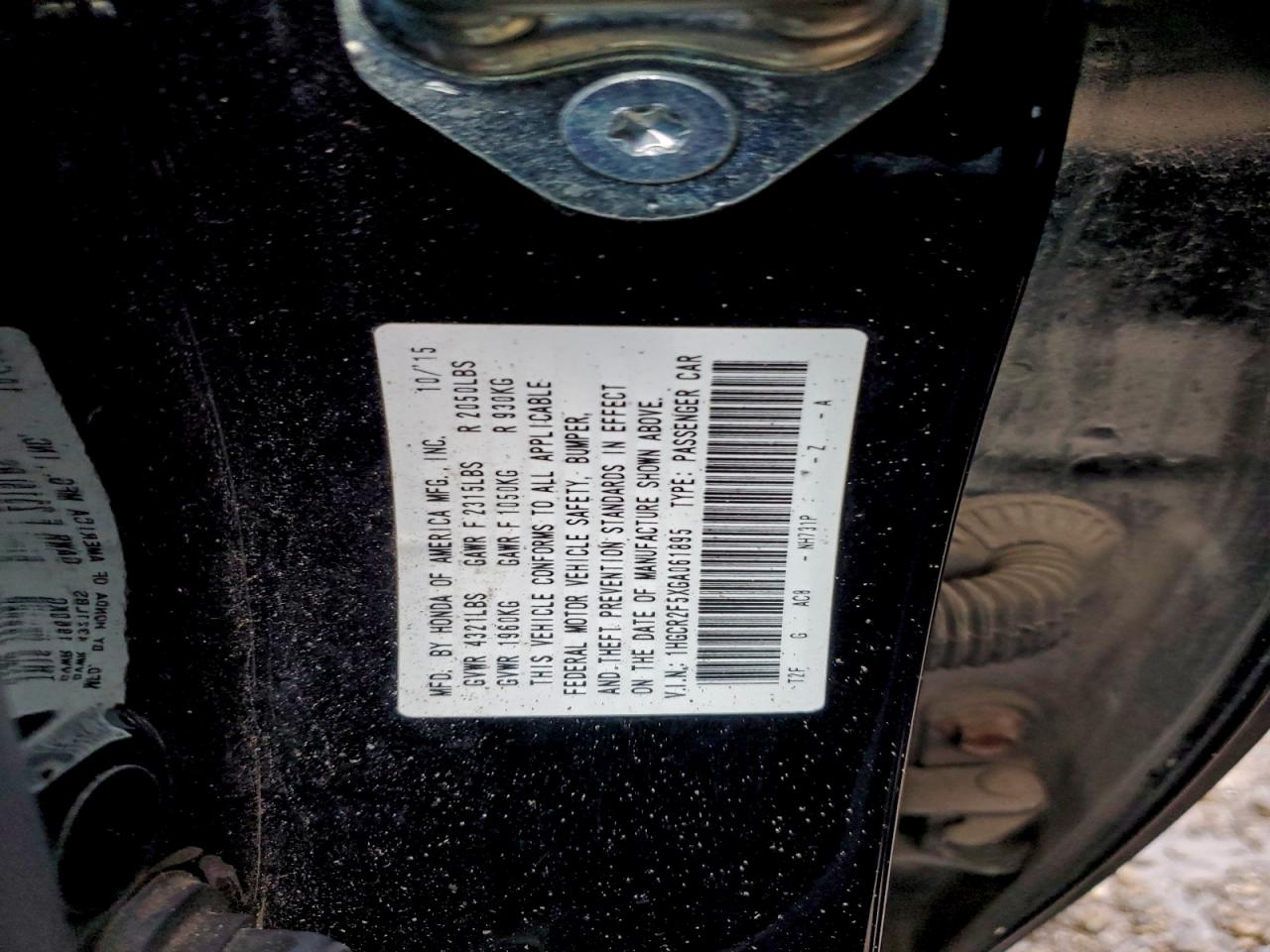 Lot #3298121151 2016 HONDA ACCORD SPO