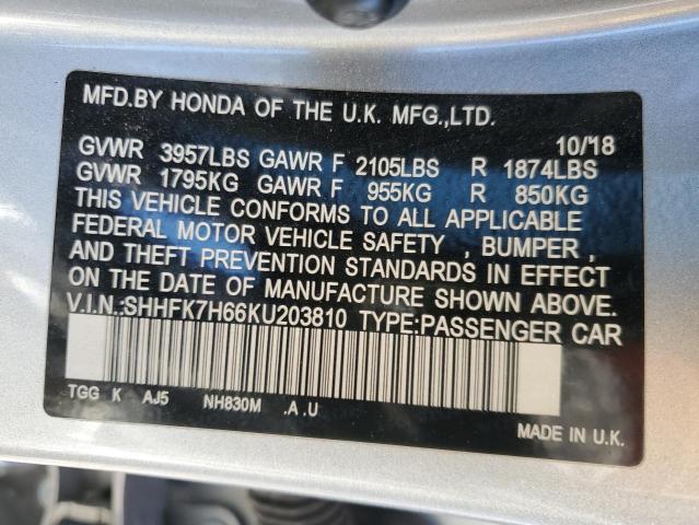 2019 HONDA CIVIC EX - SHHFK7H66KU203810