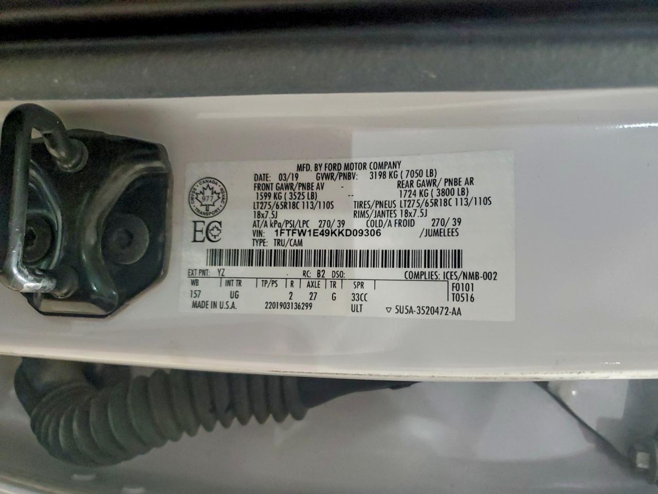 Lot #3302715015 2019 FORD F150 SUPER