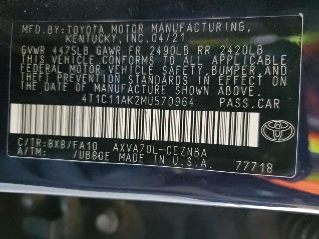 2021 TOYOTA CAMRY LE #3302663033