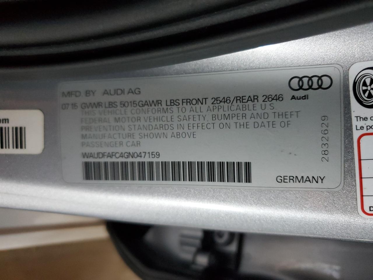 Lot #3316065242 2016 AUDI A6 PREMIUM