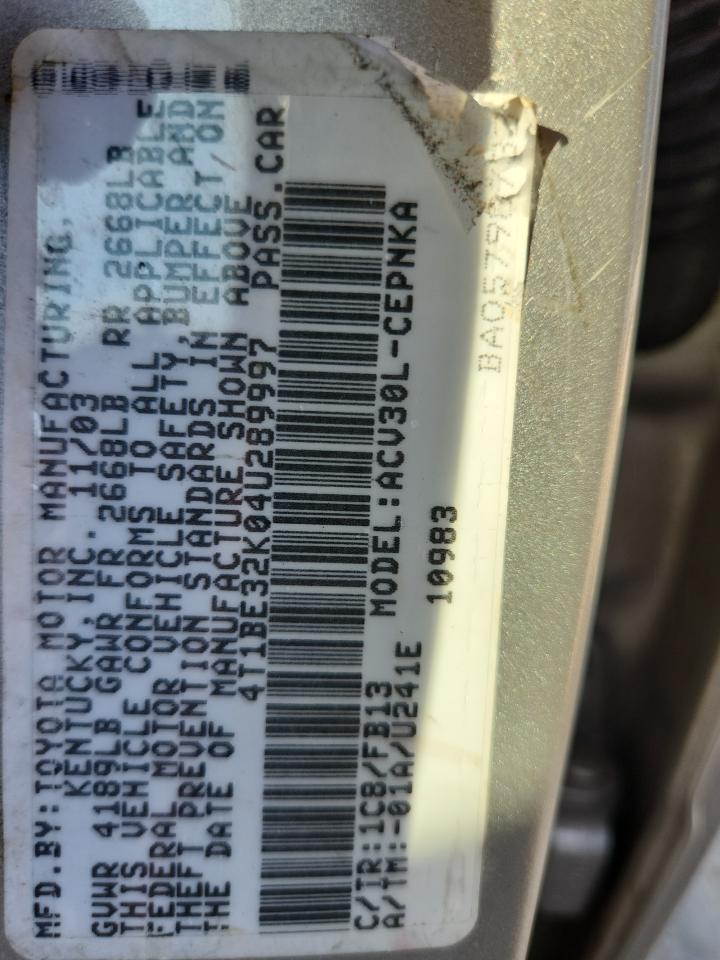 Lot #3302855947 2004 TOYOTA CAMRY LE