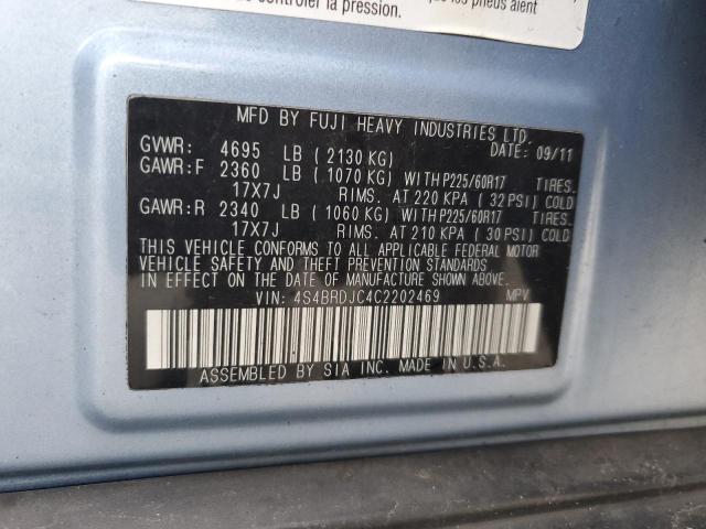 2012 SUBARU OUTBACK 3. #3310321013