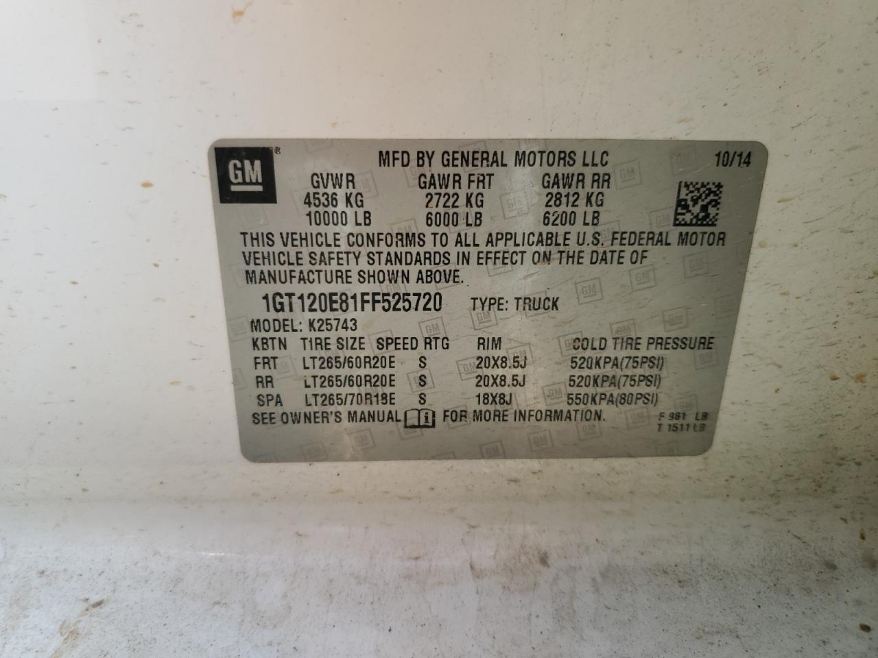 Lot #3309251627 2015 GMC SIERRA K25