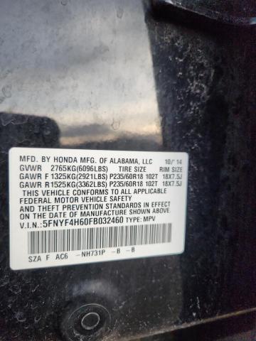 2015 HONDA PILOT EXL #3292370279