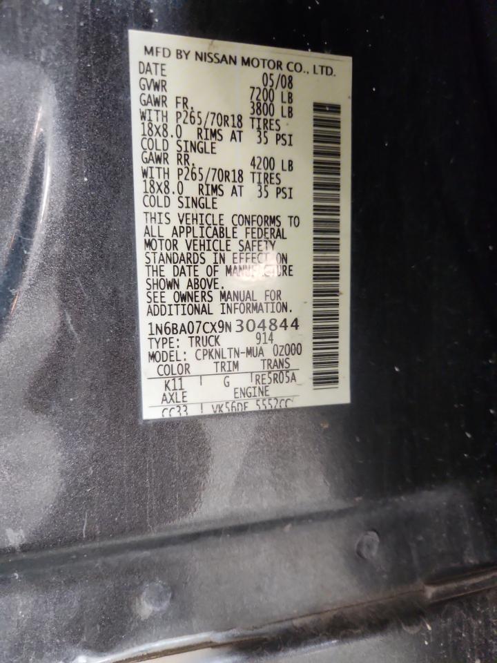 Lot #3302657047 2009 NISSAN TITAN XE